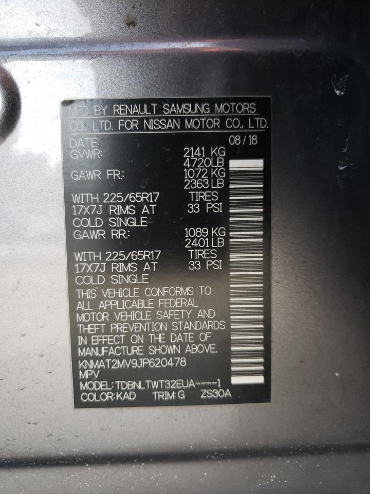 2018 Nissan Rogue VIN KNMAT2MV9JP620478 Copart auction photo, rear end / front end damage thumbnail 13