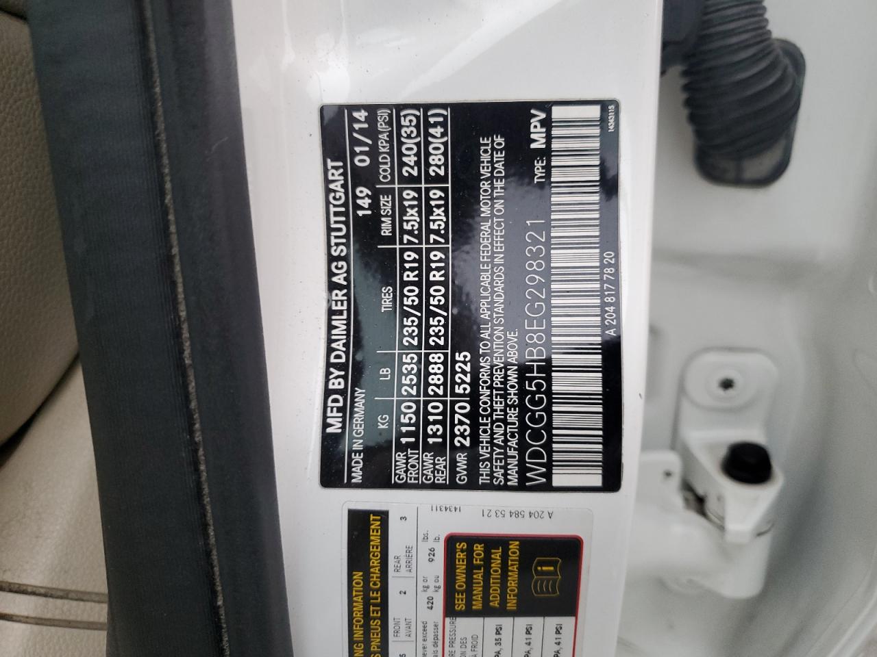 2014 Mercedes-Benz GLK-klasse VIN WDCGG5HB8EG298321 Copart auction photo, all over damage thumbnail 13