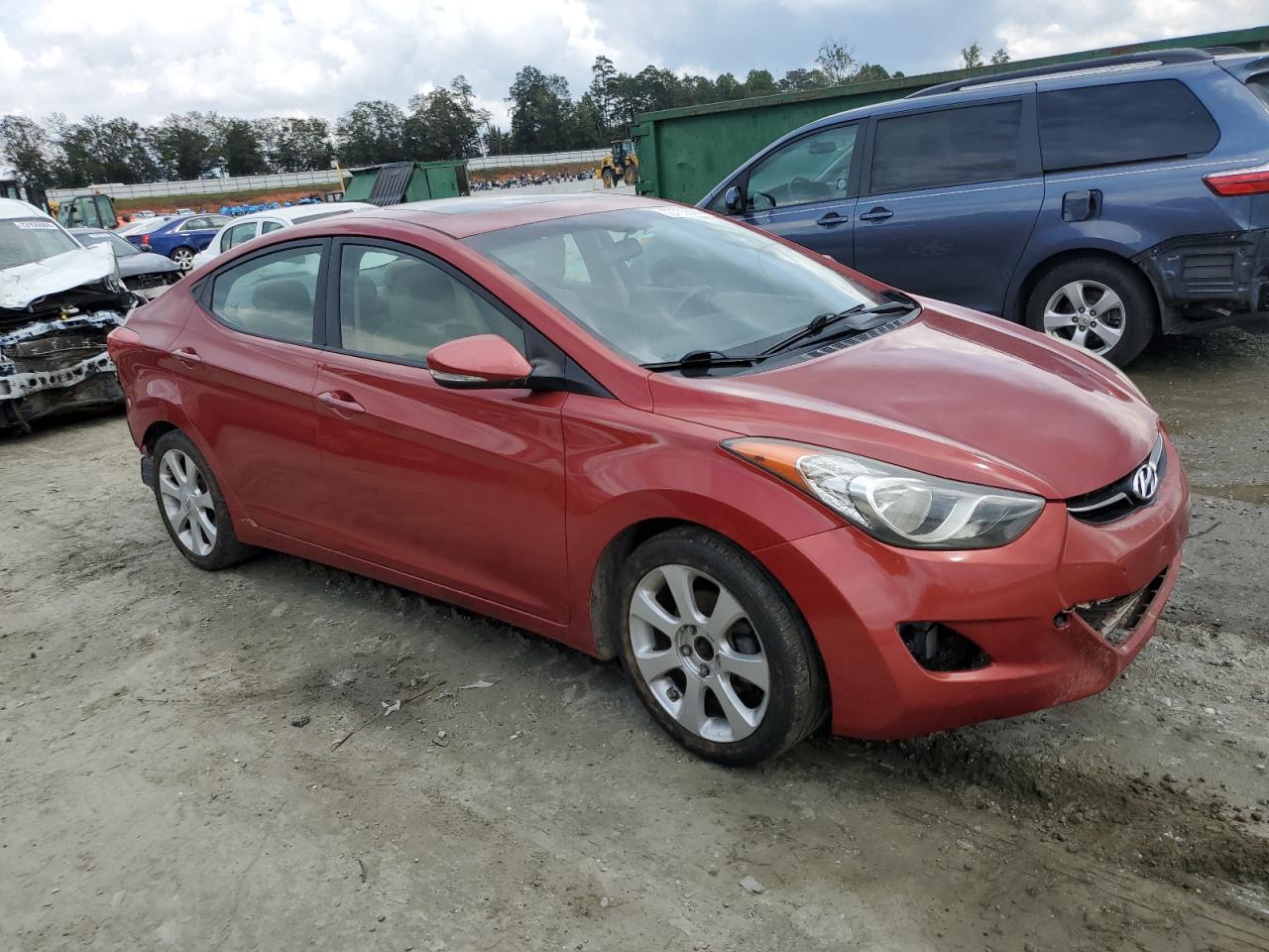 2012 Hyundai Elantra VIN KMHDH4AE6DU802610 Copart auction photo, rear end / all over damage thumbnail 4