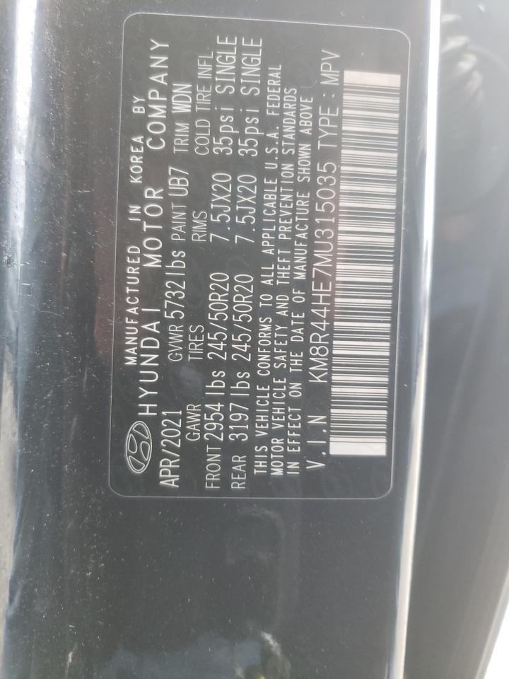 2021 Hyundai Palisade VIN KM8R44HE7MU315035 Copart auction photo, front end / side damage thumbnail 16