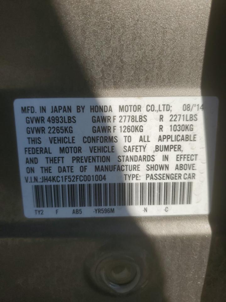 2015 Acura RLX VIN JH4KC1F52FC001004 Copart auction photo, side damage thumbnail 14