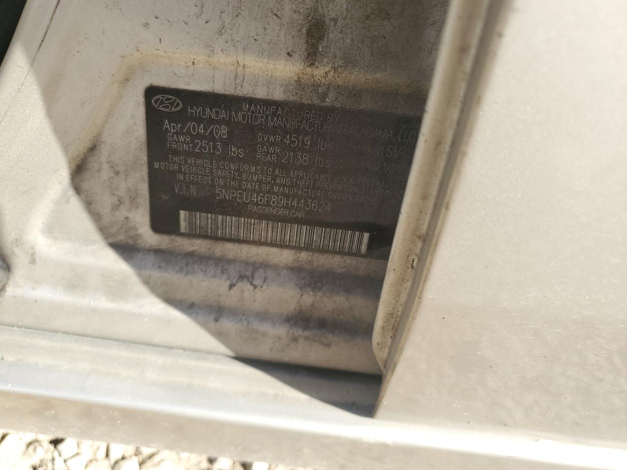2009 Hyundai Sonata VIN 5NPEU46F89H443624 Copart auction photo, front end damage thumbnail 14