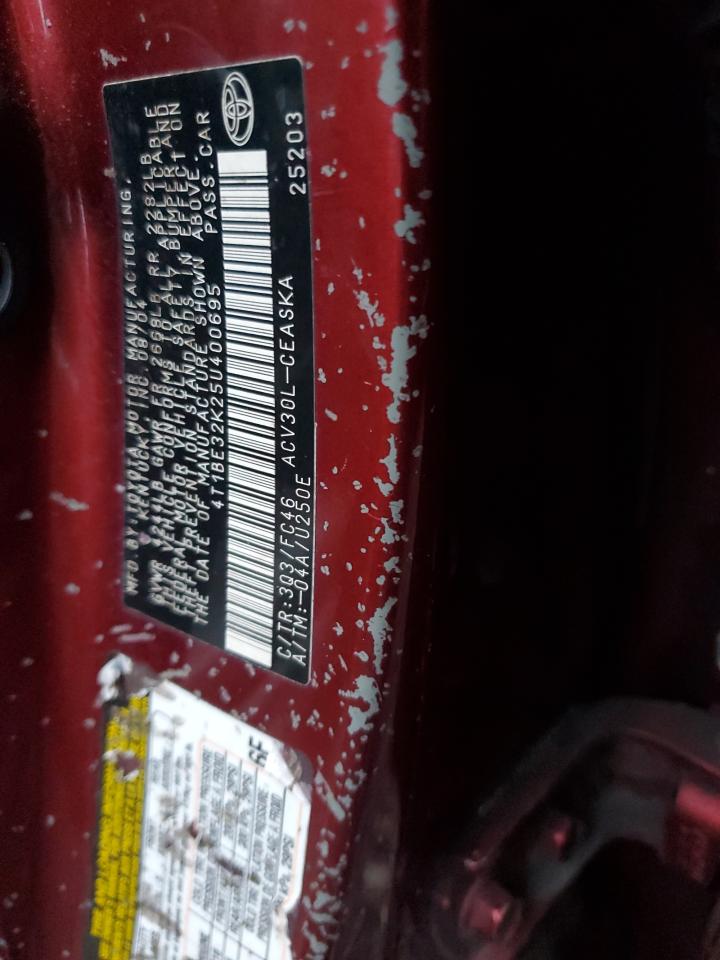 2005 Toyota Camry VIN 4T1BE32K25U400695 Copart auction photo, side / rear end damage thumbnail 13