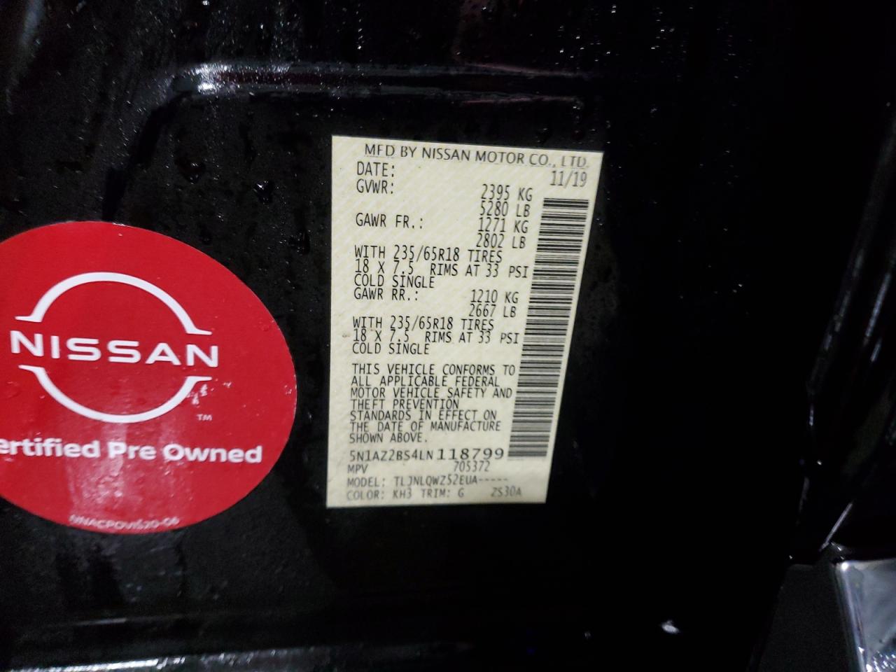 2020 Nissan Murano VIN 5N1AZ2BS4LN118799 Copart auction photo, front end damage thumbnail 15