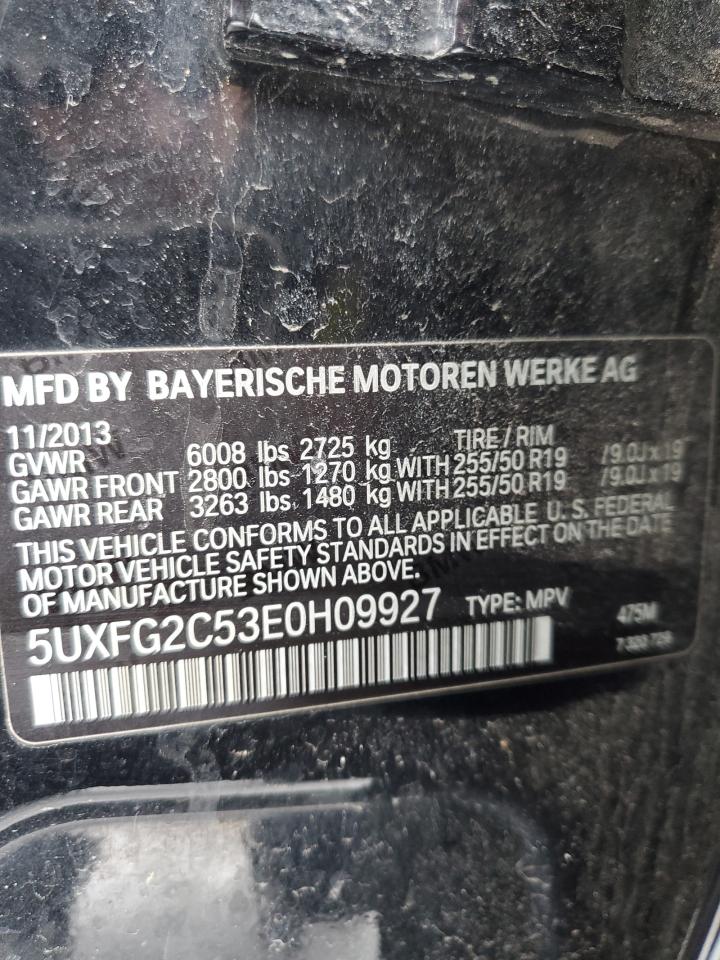 2014 BMW X6 VIN 5UXFG2C53E0H09927 Copart auction photo, front end / side damage thumbnail 14