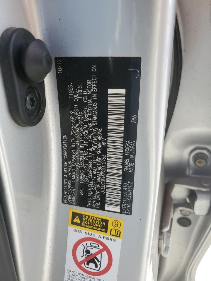 2013 Toyota Highlander VIN JTEDC3EH2D2012763 Copart auction photo, rear end damage thumbnail 13