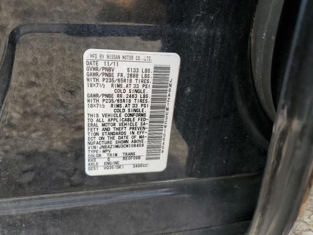 2012 Nissan Murano VIN JN8AZ1MU3CW106459 Copart auction photo, front end damage thumbnail 13