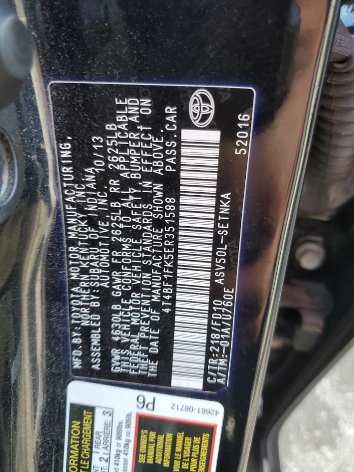 2014 Toyota Camry VIN 4T4BF1FK5ER351588 Copart auction photo, front end damage thumbnail 14