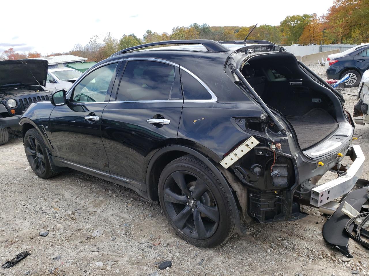 2017 Infiniti QX70 VIN JN8CS1MW2HM416474 Copart auction photo, rear end / front end damage thumbnail 2