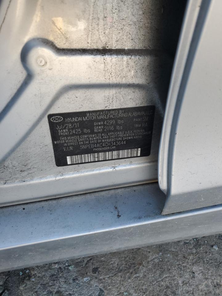 2012 Hyundai Sonata VIN 5NPEB4AC4CH343644 Copart auction photo, front end damage thumbnail 12