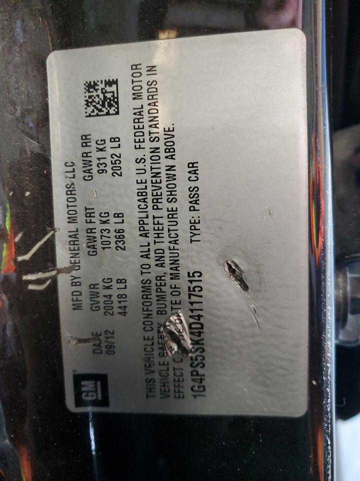 2013 Buick Verano VIN 1G4PS5SK4D4117515 Copart auction photo, front end damage thumbnail 14