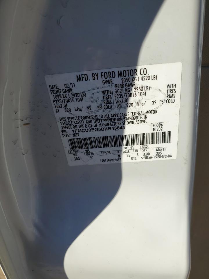 2011 Ford Escape VIN 1FMCU0EG5BKB43844 Copart auction photo, front end damage thumbnail 15