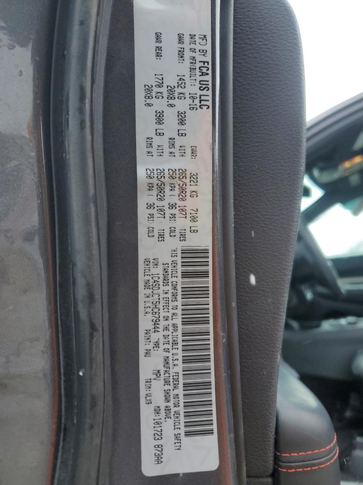 2017 Dodge Durango VIN 1C4SDJCT5HC679444 Copart auction photo, rear end / front end damage thumbnail 13