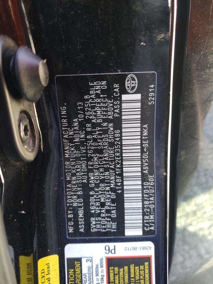 2014 Toyota Camry VIN 4T4BF1FK2ER352486 Copart auction photo, front end damage thumbnail 12