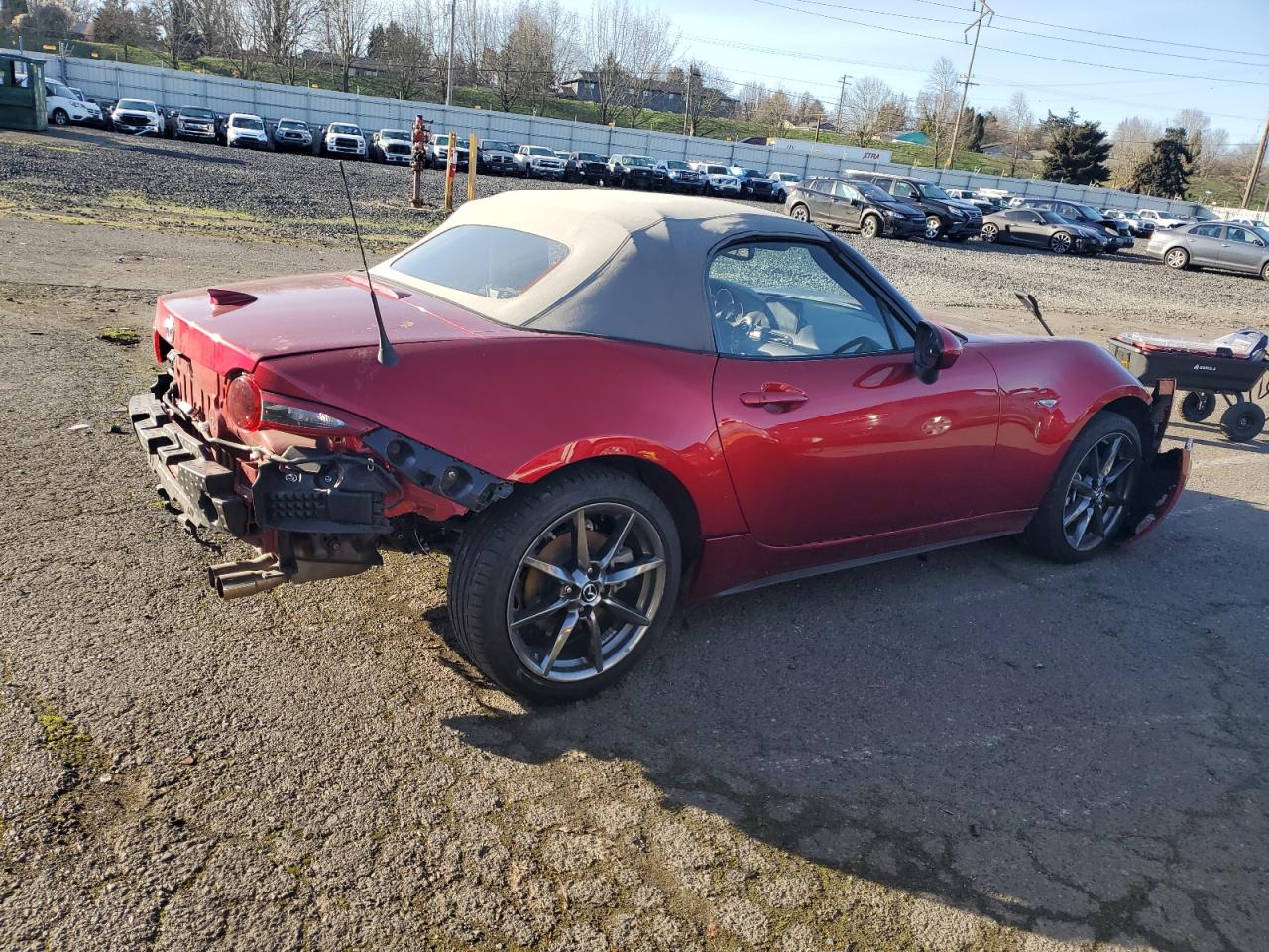 2020 Mazda MX-5 VIN JM1NDAD77L0410693 Copart auction photo, front end / rear end damage thumbnail 3
