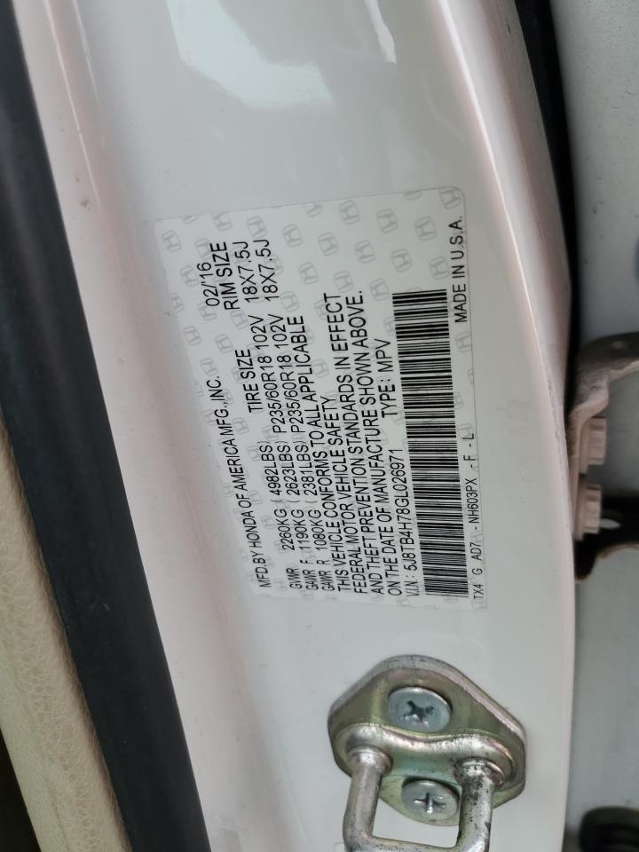 2016 Acura RDX VIN 5J8TB4H78GL026971 Copart auction photo, rear end / side damage thumbnail 14