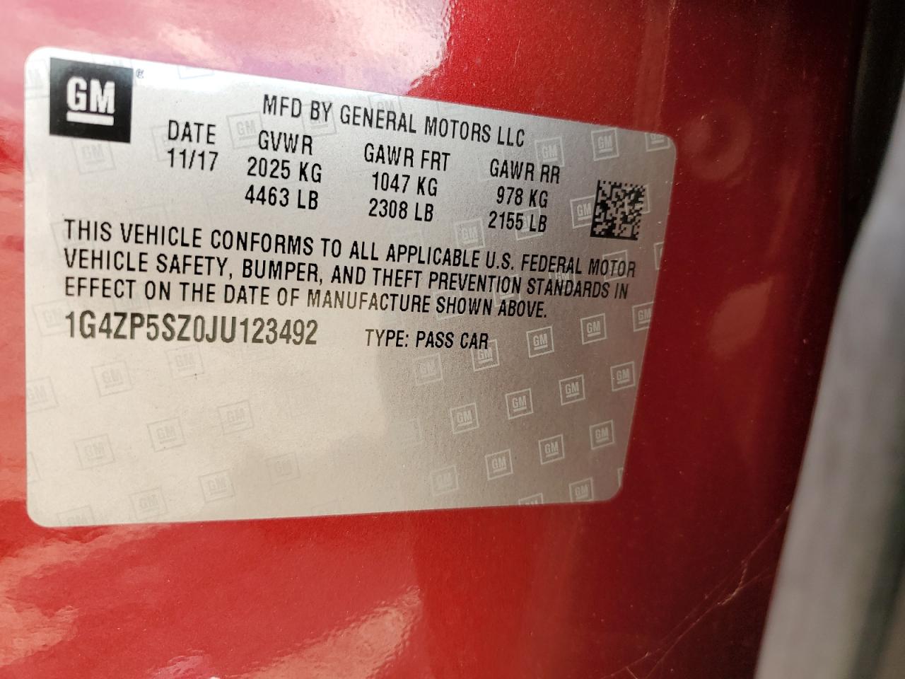 2018 Buick LaCrosse VIN 1G4ZP5SZ0JU123492 Copart auction photo, front end / side damage thumbnail 13