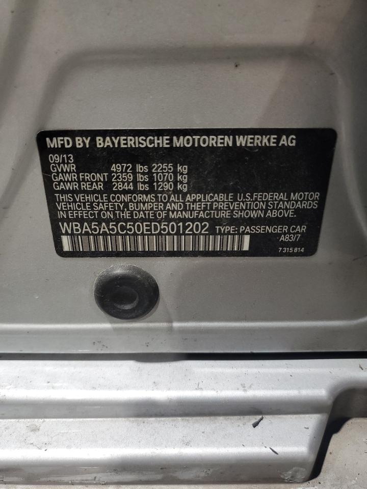 2014 BMW 5er VIN WBA5A5C50ED501202 Copart auction photo, side / rear end damage thumbnail 12