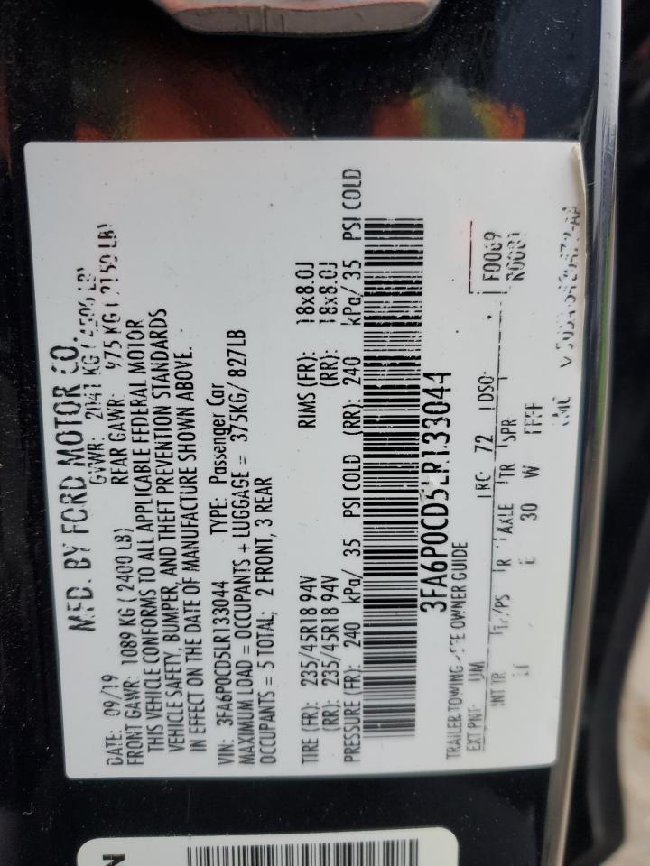 2020 Ford Fusion VIN 3FA6P0CD5LR133044 Copart auction photo, rear end damage thumbnail 13