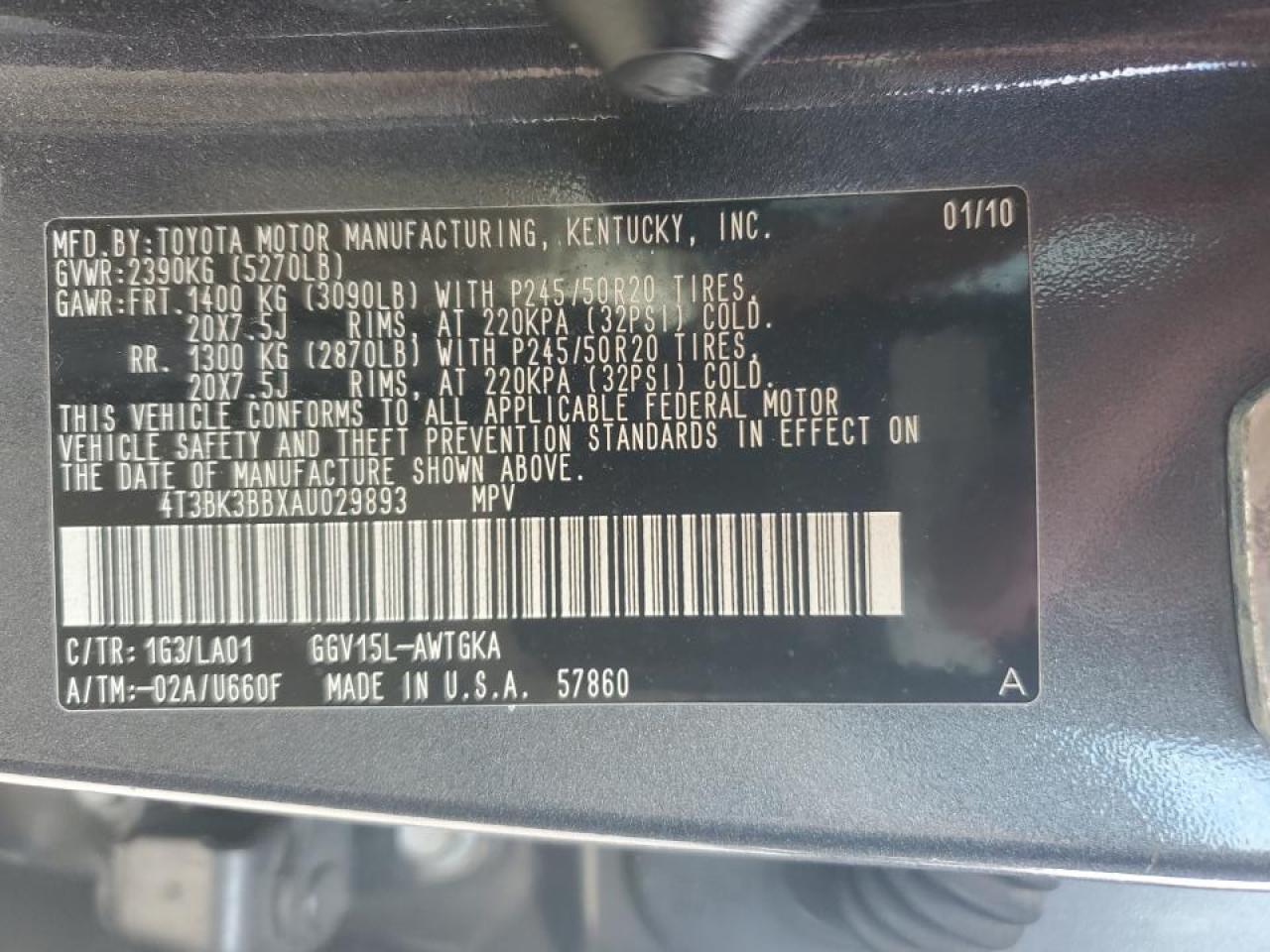 2010 Toyota Venza VIN 4T3BK3BBXAU029893 Copart auction photo, all over damage thumbnail 13