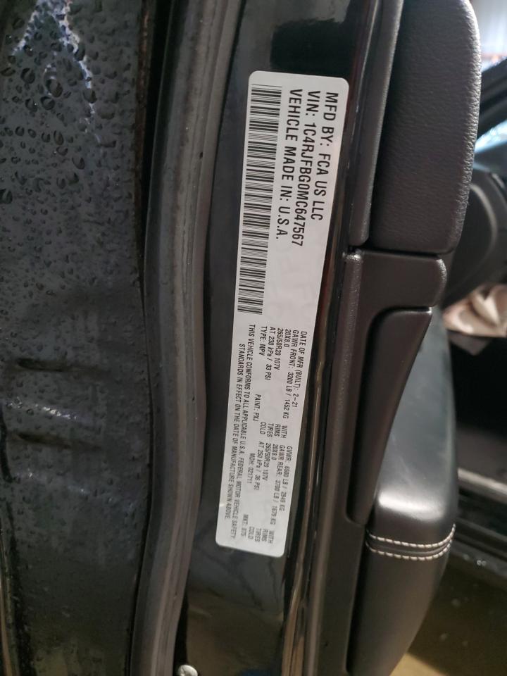 2021 Jeep Grand Cherokee VIN 1C4RJFBG0MC647567 Copart auction photo, front end damage thumbnail 14