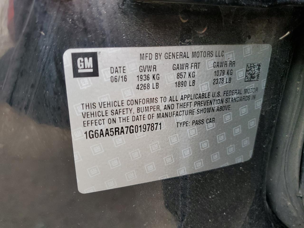 2016 Cadillac ATS VIN 1G6AA5RA7G0197871 Copart auction photo, front end / side damage thumbnail 14