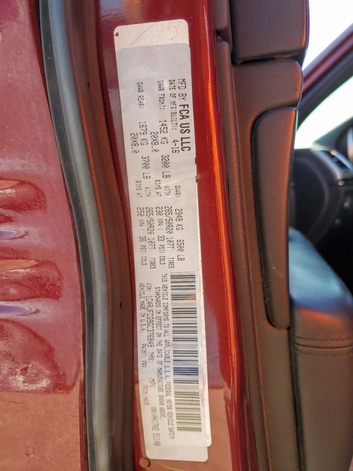 2016 Jeep Grand Cherokee VIN 1C4RJFCG9GC376849 Copart auction photo, front end damage thumbnail 13
