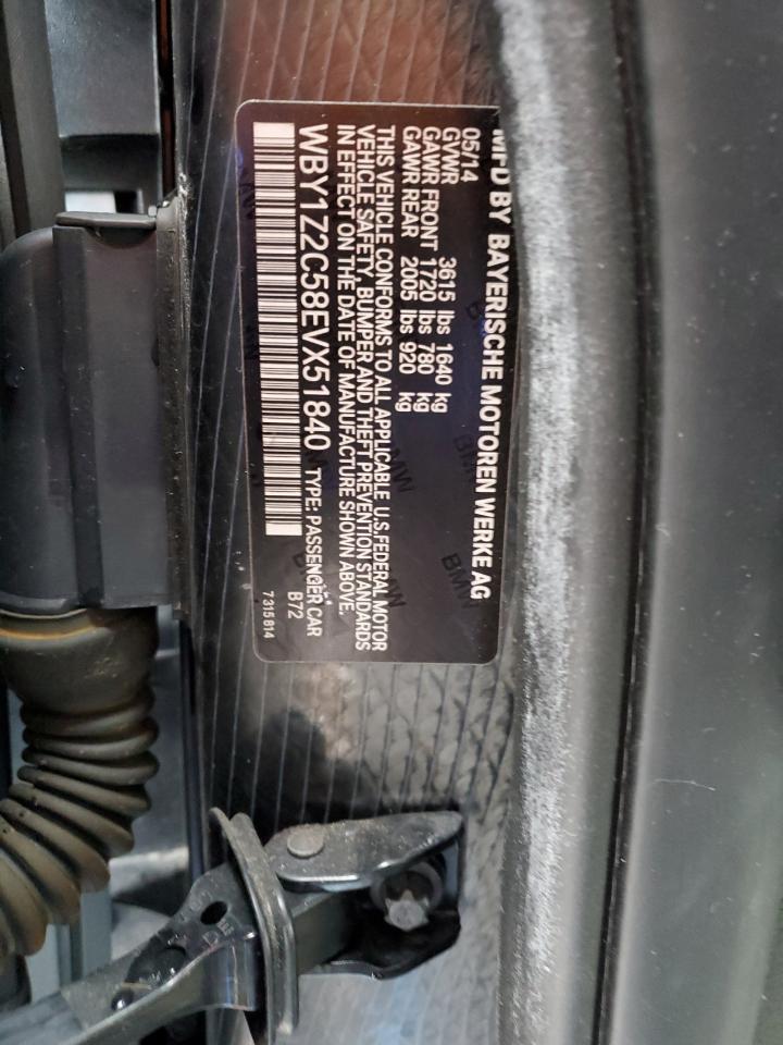 2014 BMW i3 VIN WBY1Z2C58EVX51840 Copart auction photo, mechanical damage thumbnail 12