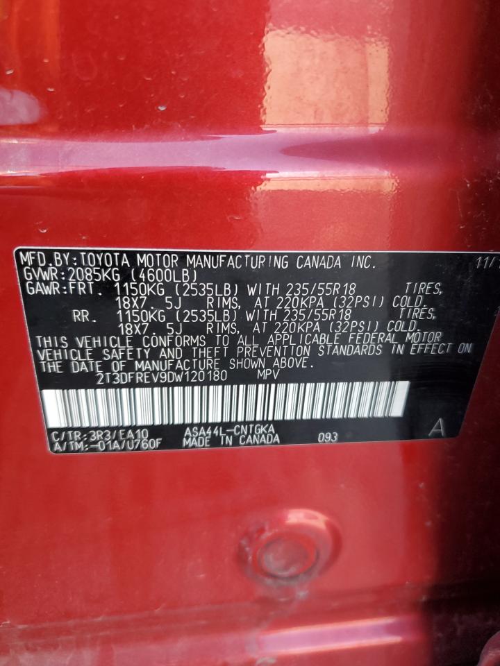 2013 Toyota RAV 4 VIN 2T3DFREV9DW120180 Copart auction photo, side / mechanical damage thumbnail 13