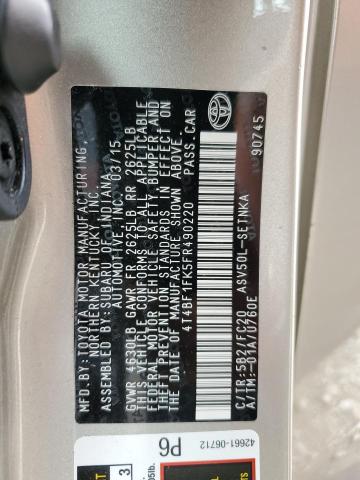 2015 Toyota Camry VIN 4T4BF1FK5FR490220 Copart auction photo, front end / minor dent/scratches damage thumbnail 12