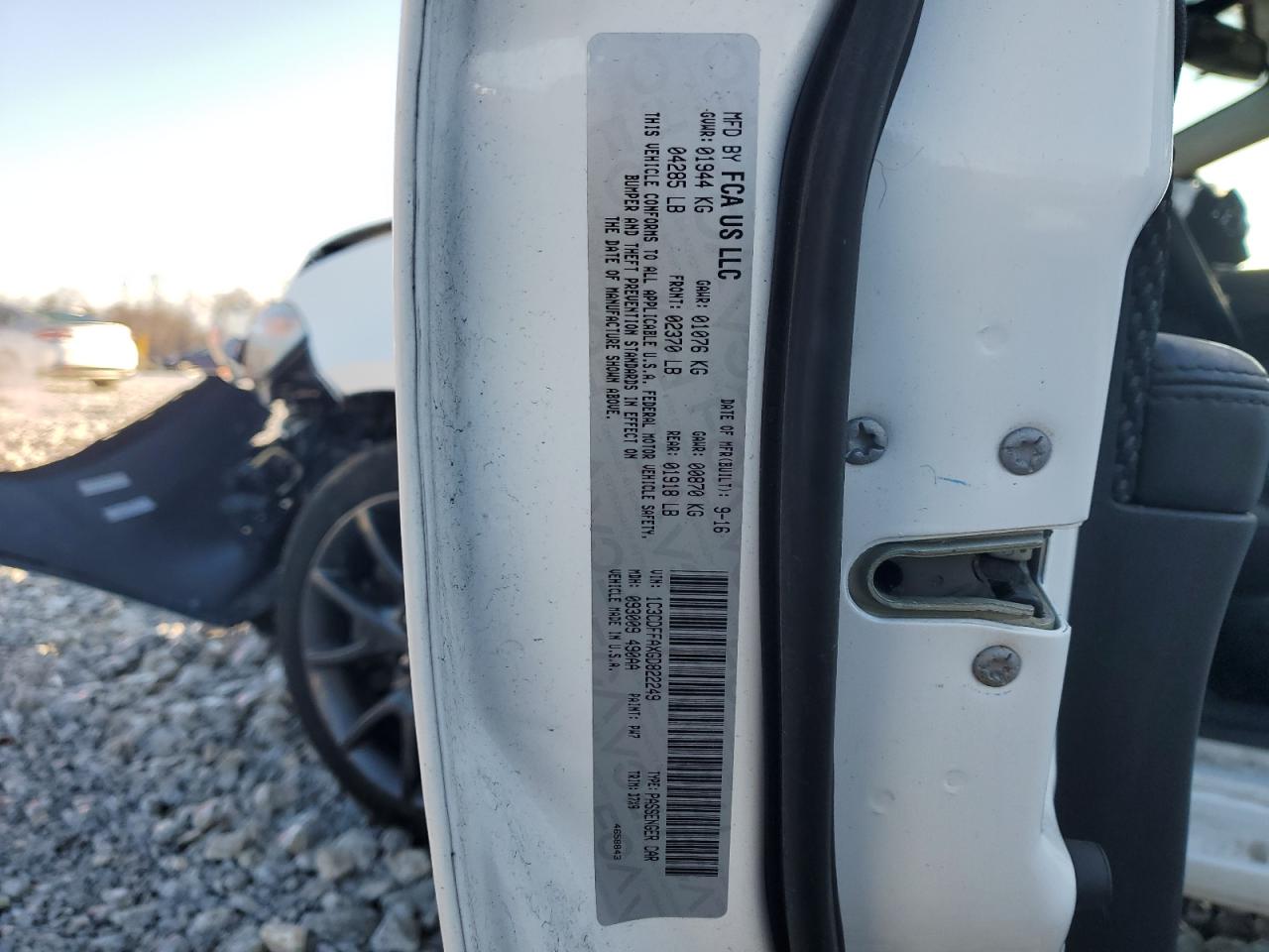 2016 Dodge Dart VIN 1C3CDFFAXGD822249 Copart auction photo, front end / side damage thumbnail 13