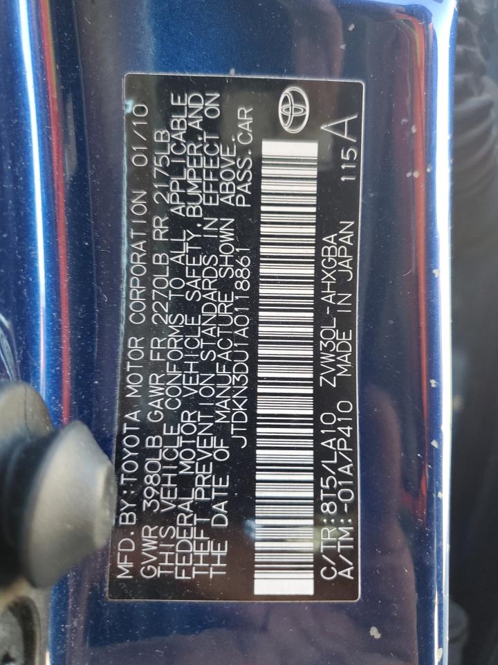 2010 Toyota Prius VIN JTDKN3DU1A0118861 Copart auction photo, front end / rear end damage thumbnail 13