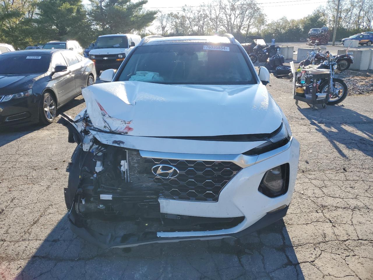 2020 Hyundai Santa Fe VIN 5NMS3CAD0LH281174 Copart auction photo, front end / side damage thumbnail 5