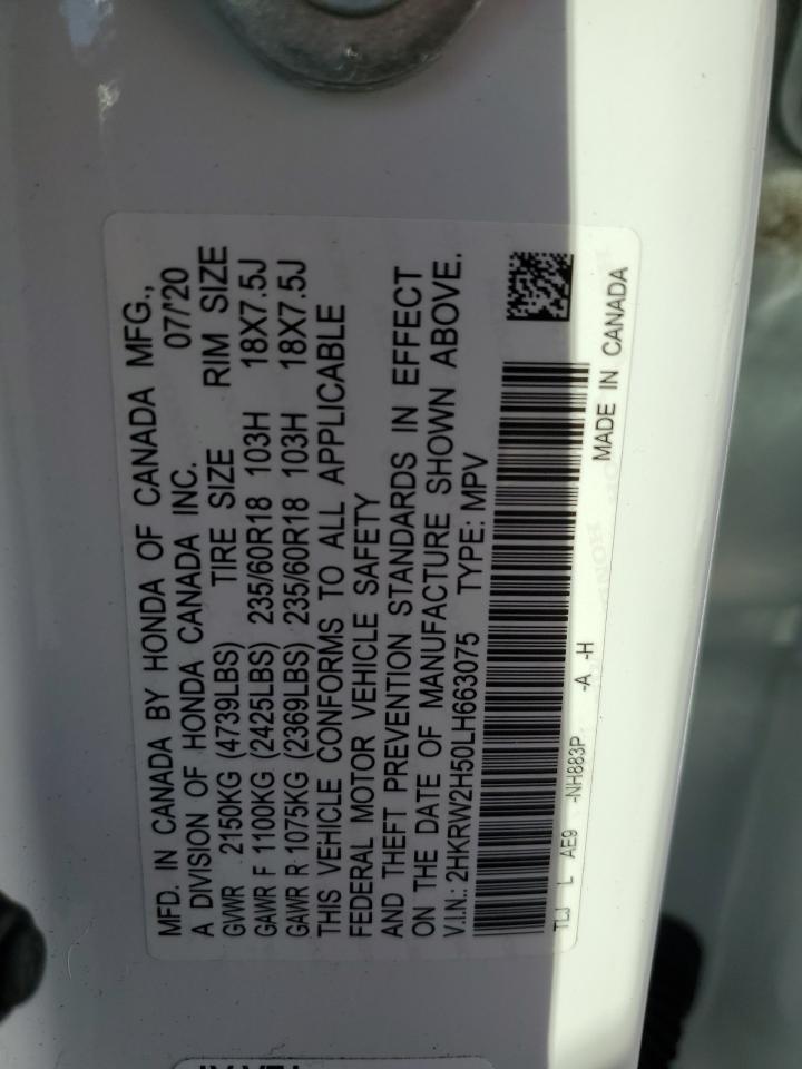 2020 Honda CR-V VIN 2HKRW2H50LH663075 Copart auction photo, undercarriage damage thumbnail 14