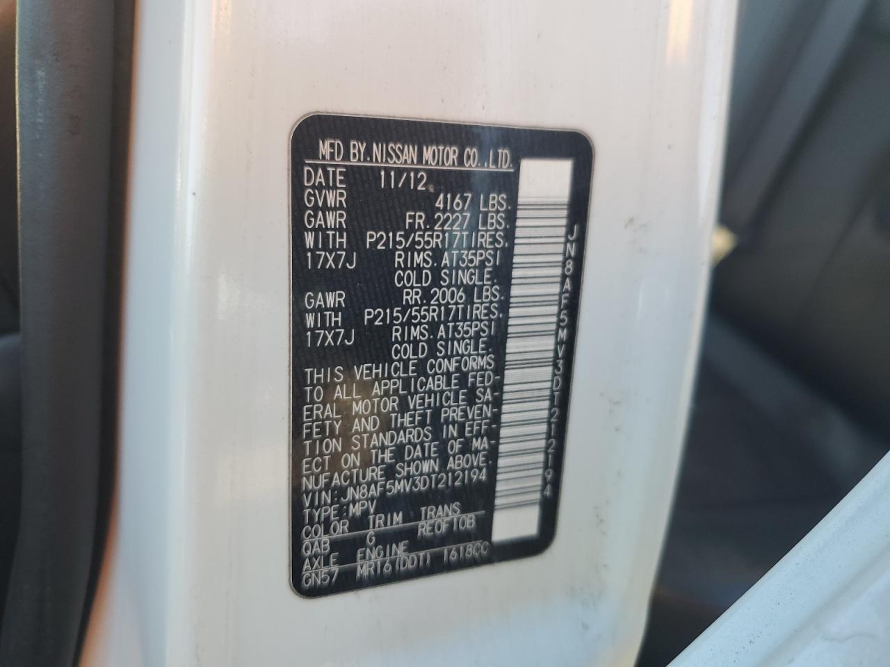 2013 Nissan Juke VIN JN8AF5MV3DT212194 Copart auction photo, rear end damage thumbnail 14
