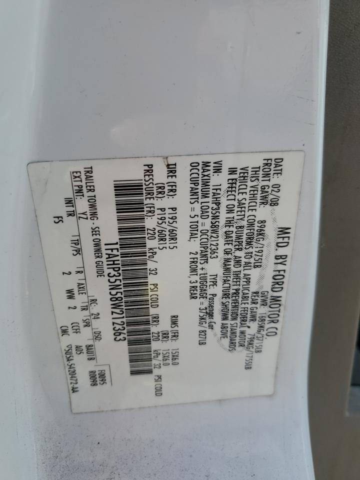 2008 Ford Focus VIN 1FAHP35N58W212363 Copart auction photo, all over / mechanical damage thumbnail 13