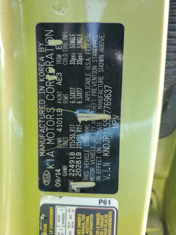 2015 KIA Soul VIN KNDJP3A55F7769637 Copart auction photo, front end damage thumbnail 14