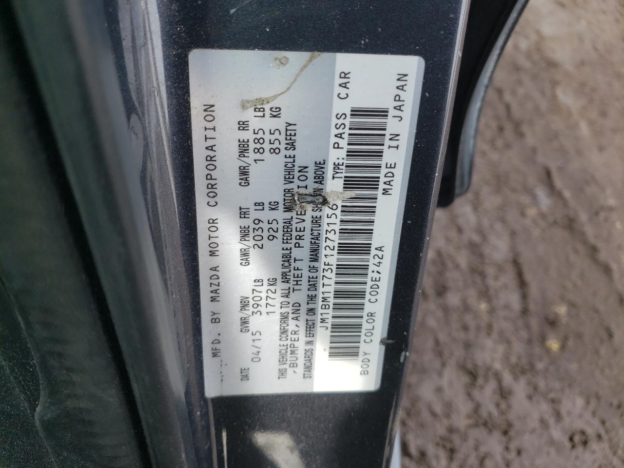 2015 Mazda 3 VIN JM1BM1T73F1273156 Copart auction photo, front end damage thumbnail 12