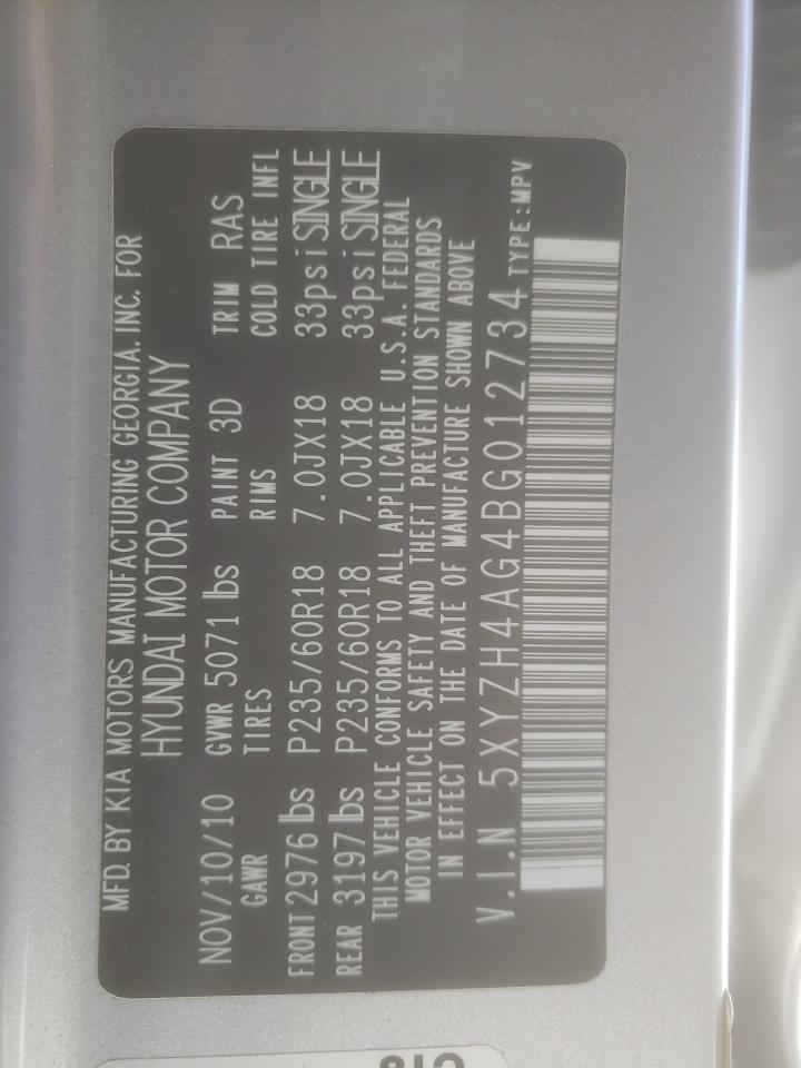 2011 Hyundai Santa Fe VIN 5XYZH4AG4BG012734 Copart auction photo, mechanical damage thumbnail 13