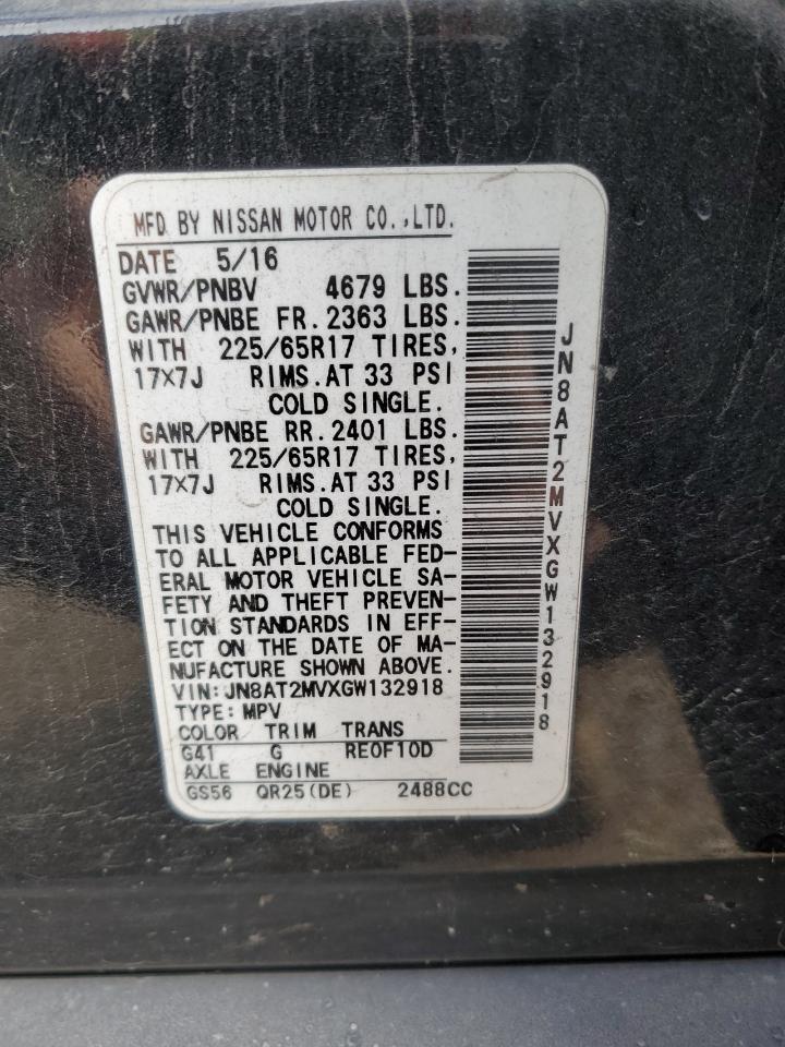 2016 Nissan Rogue VIN JN8AT2MVXGW132918 Copart auction photo, minor dent/scratches damage thumbnail 13