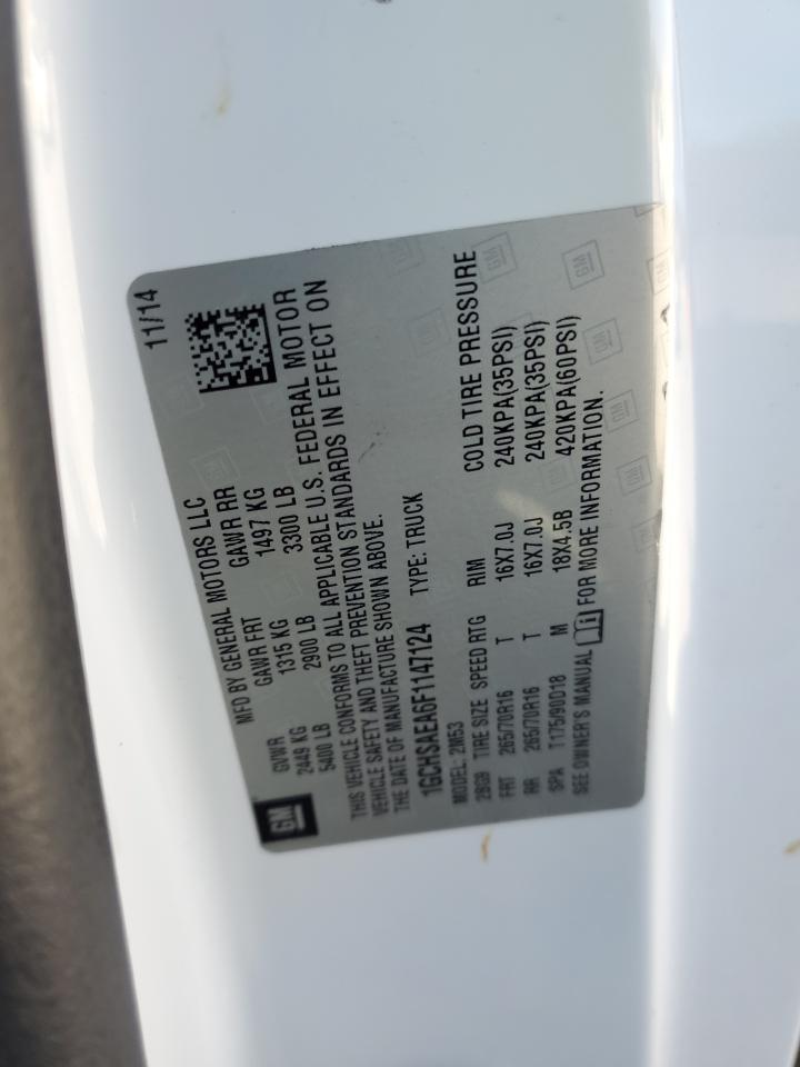 2015 Chevrolet Colorado VIN 1GCHSAEA6F1147124 Copart auction photo, front end damage thumbnail 12
