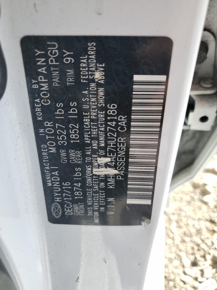 2017 Hyundai Accent VIN KMHCT4AE7HU274186 Copart auction photo, rear end damage thumbnail 12