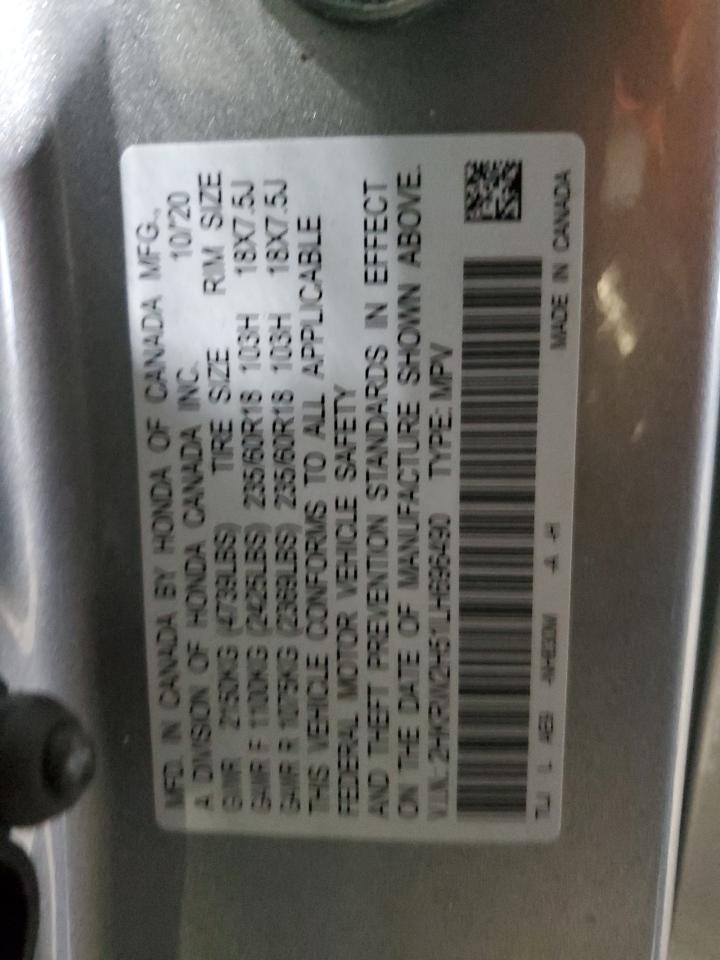 2020 Honda CR-V VIN 2HKRW2H51LH696490 Copart auction photo, undercarriage / minor dent/scratches damage thumbnail 15