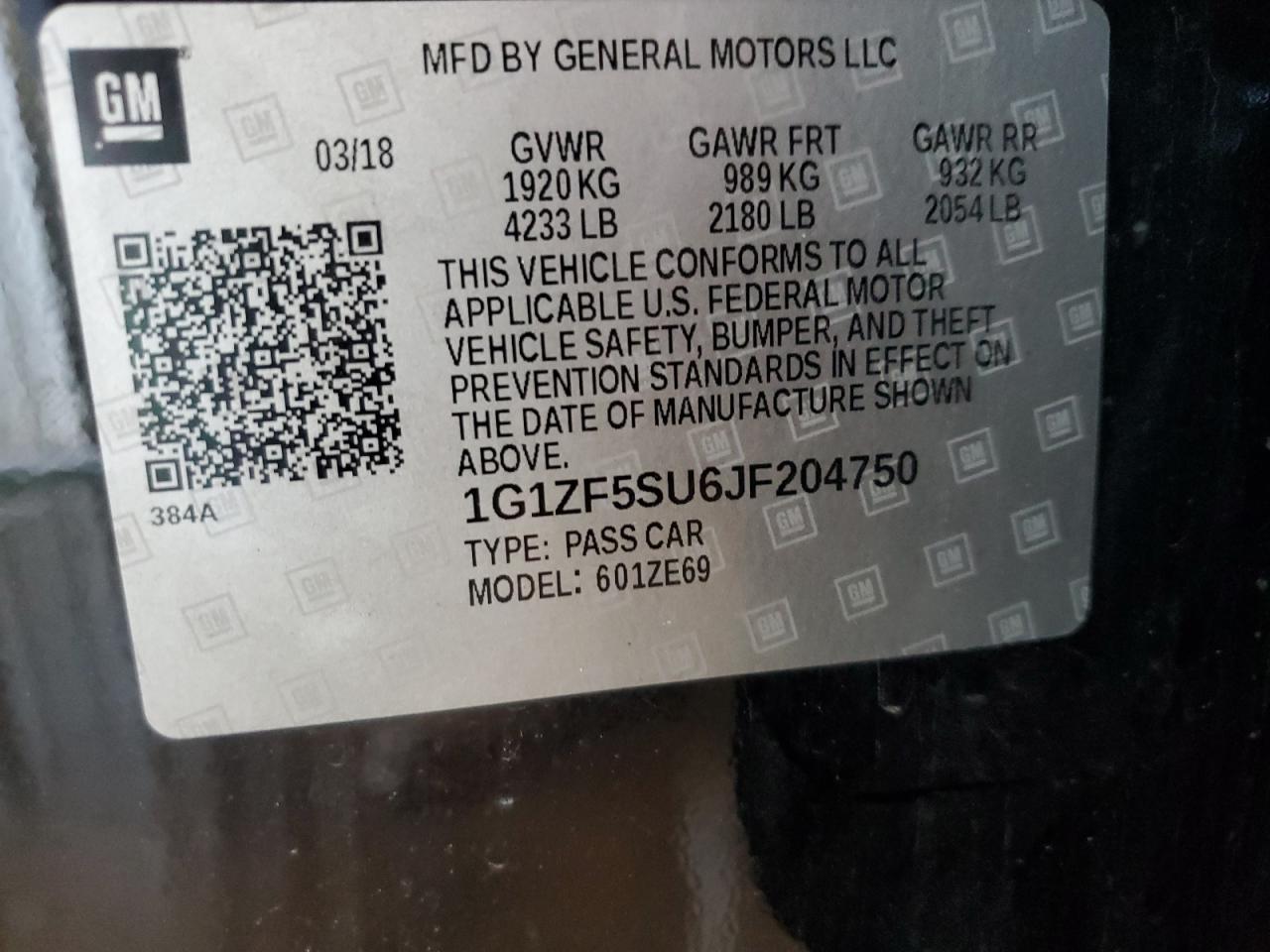 2018 Chevrolet Malibu VIN 1G1ZF5SU6JF204750 Copart auction photo, side / front end damage thumbnail 12