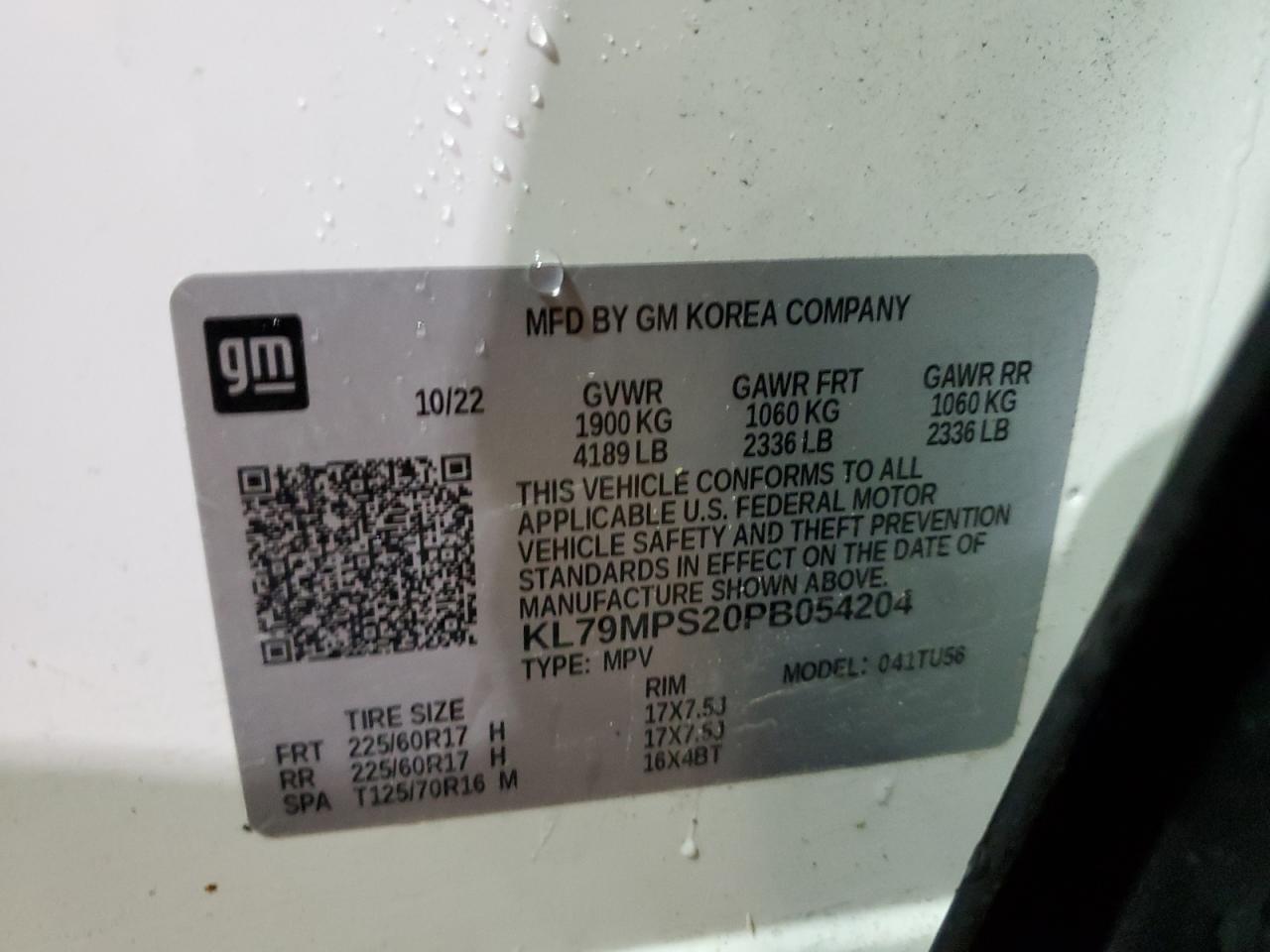 2023 Chevrolet TrailBlazer VIN KL79MPS20PB054204 Copart auction photo, side / front end damage thumbnail 14