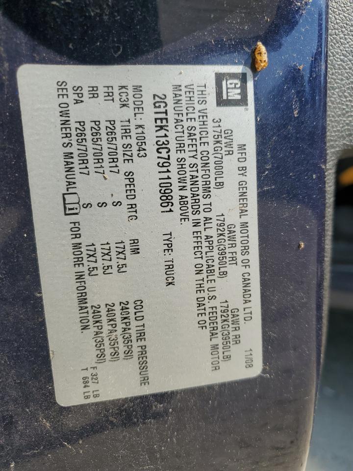 2009 GMC Sierra VIN 2GTEK13C791109861 Copart auction photo, vandalism damage thumbnail 13