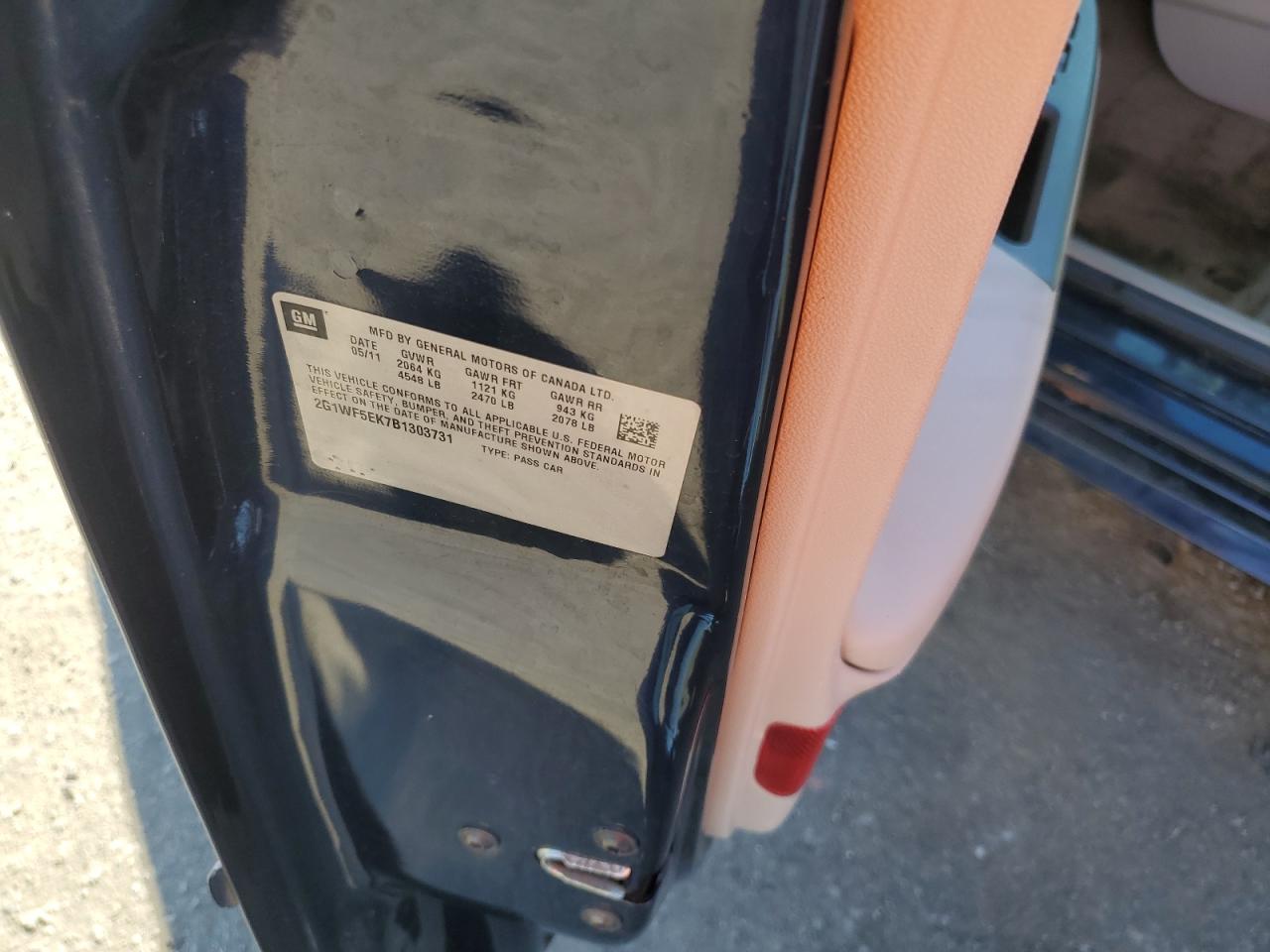 2011 Chevrolet Impala VIN 2G1WF5EK7B1303731 Copart auction photo, front end damage thumbnail 12