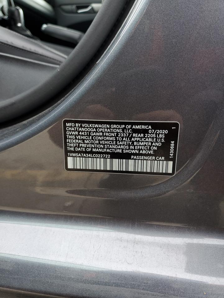 2020 Volkswagen Passat VIN 1VWSA7A34LC022722 Copart auction photo, front end damage thumbnail 13