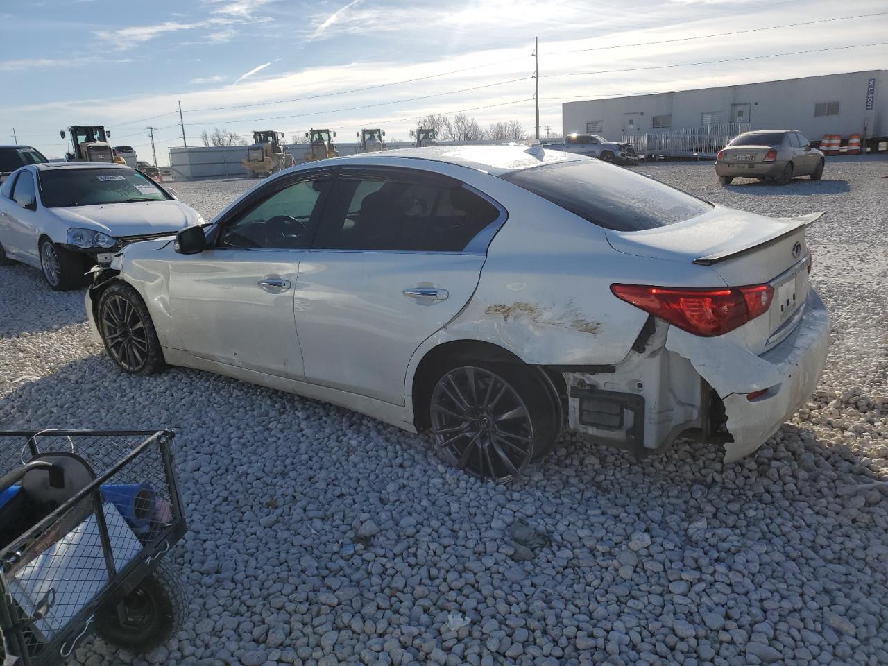 2015 Infiniti Q50 VIN JN1BV7AP9FM350293 Copart auction photo, front end / side damage thumbnail 2