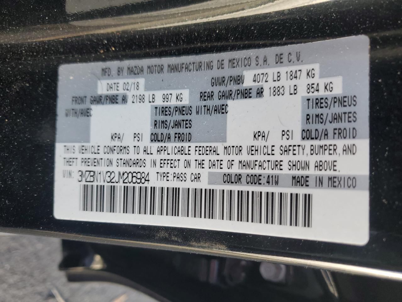 2018 Mazda 3 VIN 3MZBN1V32JM206984 Copart auction photo, front end damage thumbnail 15